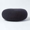 Homescapes Pouf Strickpouf rundes Bodenkissen, Sitzpouf 70 x 23 cm, gepolsterter Sitzhocker, Sitzpuff/Puff mit grob gestricktem Bezug aus 100% Baumwolle, Strickpuff, schwarz