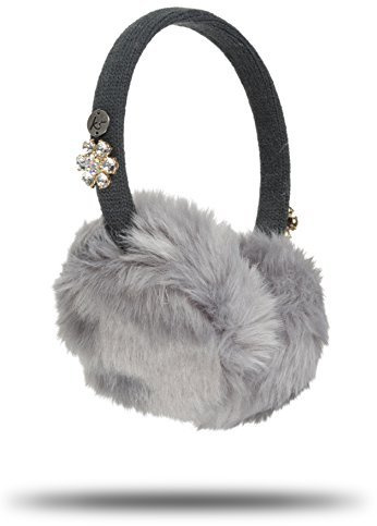 Kitsound Faux Fur Jewel Audio Earmuff Headphones Compatible With Most Smartphones, Tablets and MP3 Players - Grey
