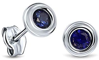 MIORE Schmuck, Ohrringe Damen, Ohrstecker Gold 375 9 Kt Weißgold, Damenohrringe mit Saphir Stein in Zargenfassung, goldene Ohrstecker Damen, Ohrschmuck