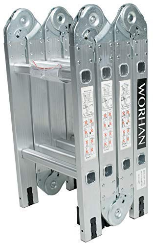 WORHAN® MEHRZWECKLEITER ANLEGELEITER STEHLEITER 205cm AUS Aluminium Leiter 2,5m KS2.5