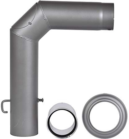 FIREFIX RD130/SET Ofenrohrset aus 2 mm starken Stahl (Winkelrohrset) in 130 mm Durchmesser, für Kaminöfen und Feuerstellen, 3-teilig, dunkelgrau