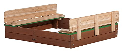 AXI Ella XL Bac à Sable Enfant - 120 x 120 cm | Bac à Sable pour Enfants en Bois avec Couvercle Marron & Vert