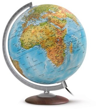 WONDAY Globe terrestre lumineux 30 cmMédium en RELIEF bleu