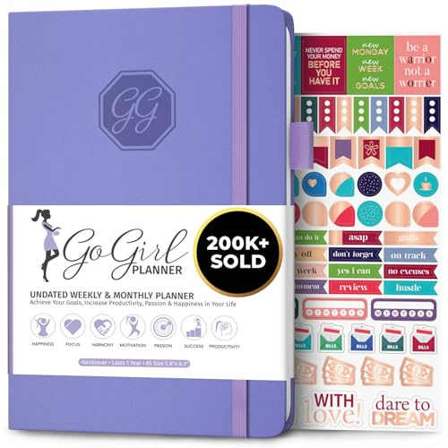 GoGirl Planner for Women, Undated Weekly Agenda Journal, Lavender | 14.5 x 21cm in personal & work organizer, weekly, monthly & daily time management, life goal & productivity daily notebook