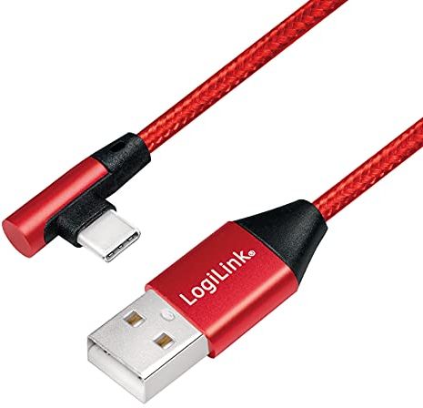 Câble de Connexion USB 2.0 Type A vers USB (Type C) coudé à 90° Rouge 0,3 m