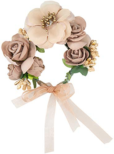 dressforfun 302799 Blumen Armband, Blumenkranz, größenverstellbar, für Hochzeit oder Trachten Party, braun, mehrfarbig