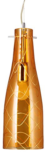 Helios Leuchten 201234 moderne LED Pendellampe | Hängeleuchte Leuchte Flaschenform | Pendelleuchte Glas gold | Küchenlampe Lampe | Deckenlampe Chrom einflammig
