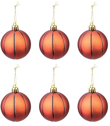 NUOBESTY 6 stücke 9 cm Weihnachtsbaum hängende Kugeln bruchsicher Weihnachtsbaum Dekoration Ball für Weihnachten Urlaub Party Dekoration (Basketball)