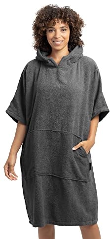 HOMELEVEL Badeponcho Damen und Herren - Surf Poncho aus 100% Baumwolle - Tuch für Erwachsene - Unisex Bademantel - Badetuch mit Kapuze