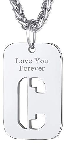 Richsteel Anhänger für Herren Damen Edelstahl Buchstabe C Halskette Personalisierbar Gravuren