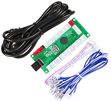 Fosiya Codificador USB Zero Delay Arcade PC a Joystick para proyectos Windows & Linux & MAME & Raspberry Pi Retropie (1 Player 5pin Joystick + Happ Style Buttons)