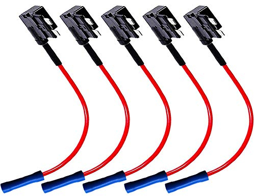 QitinDasen 5Pcs Premium 12V / 24V ACU Medium Add-a-Circuit Sicherungshalter, Klinge Sicherungshalter, KFZ Sicherung Tap, Flachsicherungsadapter mit 15Pcs Standard Blade Sicherung