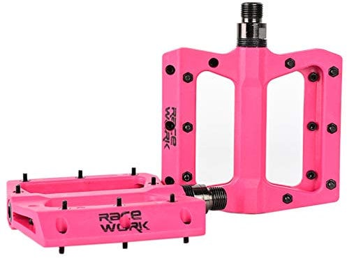 Bike Bicycle Pedals, Non-Slip Durable Ultralight Mountain Bike Flat Pedals, 3 Bearing Pedals for 9/16 MTB BMX Mountain Road Bike Hybrid Pedals,Pink