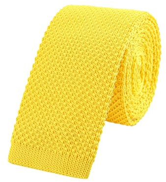WANYING Herren 5.7cm 2.25 Schmale Krawatte Strickkrawatte Gestrickte Narrow Krawatte Knit Tie Retro Vintage Casual Büro Basic - Einfarbig Gelb