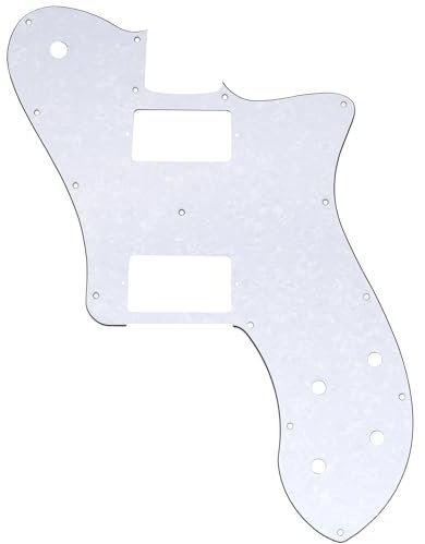 Musiclily Pro 15 Löcher Bedeckt HH Gitarren Schlagbrett Pickguard für Mexico Fender 72 Tele Deluxe Style E-Gitarre, 4-lagig White Pearl