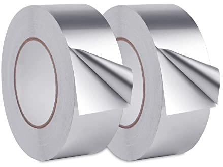 aluband selbstklebend, Hitzebeständiges Alu Klebeband, Isolieren Aluband, Aluband, alu klebeband, Für Küche, Bad, Elektriker, Metalloberfläche, 30 m x 30 mm (2 Rolle, Silber)