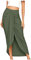 TIMEMEAN Femmes Jupe Maxi Drapée Asymétrique Portefeuille Fente Jupes Mi-Longues Décontractées Plissées Taille Haute De Couleur Unie, TIMEMEANjupe5584, #01armée Verte, M