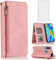 Asuwish Compatible with Huawei P30 Lite Wallet Case Tempered Glass Screen Protector Zipper Leather Flip Cover Card Holder Stand Cell Accessories Phone for Hawaii P30Lite P 30 30Lite Women Rose Gold