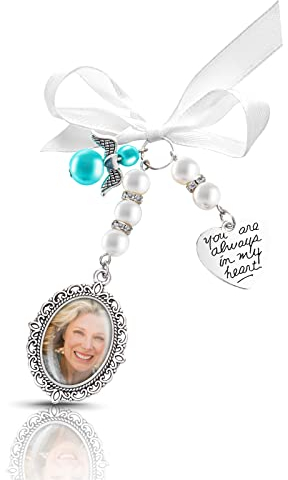 Memorial Anhänger Brautstrauß Brautstrauss Hochzeit Hochzeitsstrauß Foto Glamour Brautspitze Ovaler Foto Glamour Rahmen Brautgedenkstrauß du Wirst Immer in Meinem Herzen Sein Brautstrauß Glamour