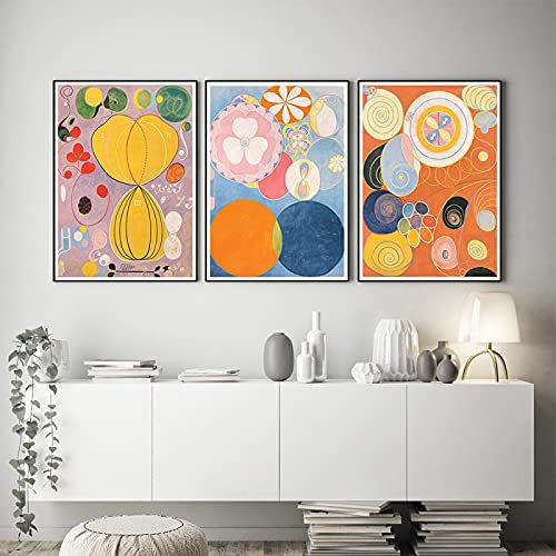 Hilma Af Klint Poster Abstrakte Frau Leinwand Malerei Museum Ausstellung Kunstdruck Modernes Wandbild Für Wohnzimmer Dekor 43x63cm-3Pieces Frameless