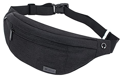 Große Crossbody Gürteltasche für Männer und Frauen - Outdoor Handytasche, Wasserdichter Laufgürtel, Schultertasche, Geldgürtel für Camping, Wandern, Fitness, Fahrrad, Geschenke, Schwarz