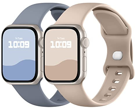 Adepoy 2 Pack Strap Compatible with Apple Watch Straps 49mm 46mm 45mm 44mm 42mm 41mm 40mm 38mm, Soft Silicone Sport Band with Classic Clasp for iWatch Series 10 9 8 Ultra SE 7 6 5 4 3 2 1 Ultra 2