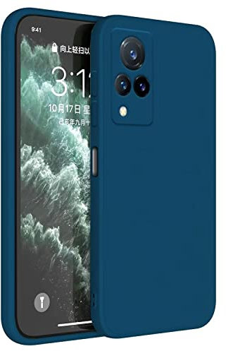 Topme Coque pour Vivo V21 5G (6.44 inches) Etui Housse, Protecteur de Peau en Silicone TPU - Bleu Saphir