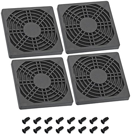 PATIKIL 80mm Cooling Fan Filter with Screw, 4 Pack ABS Ventilator Grill Protector Guard for Fan Protective Cover DIY, Black