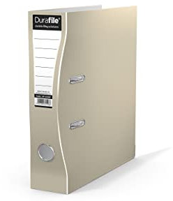 Durafile Lever Arch File, Buff File, 'Ergonomic Curved Spine' Single Folder, Glossy Heavy Duty Board Construction with Metal Mechanism, Suitable for A4 Documents, Storage File folders