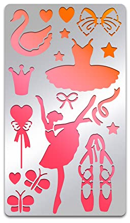 BENECREAT Ballettschablonen, 17.5x10 cm/7x4 Zoll Balletttänzer Ballerina Malerei Zeichnungsvorlage Ballettschuhe Edelstahl Schablonen Zum Basteln, Bullet-Journaling Scrapbooking