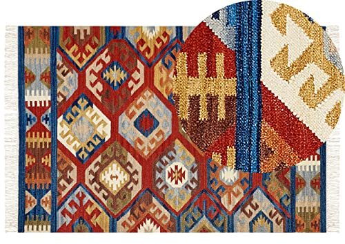 Beliani Kelim-Teppich Wolle bunt 200 x 300 cm handgewebt orientalisches Muster Jrvesh