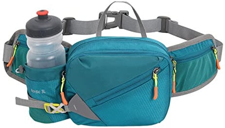 Waist Bag Hiking Bumbag Running Fanny Pack with Bottle Holder Waterproof Waist Packs Adjustable Dog Walking Bag for Men Women Lake-Green
