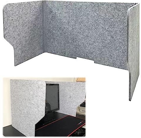 SAGIDAR Schreibtisch Trennwand Filz, Schalldämmender Sichtschutz, 60/80/100cm, Akustische Trennwände Faltbar, Tischteiler Polyesterfaser, Dreiseitige Ausführung, Nies-und Hustenschutz