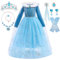 YYDSXK Robe Princesse Fille, Robe Reine des Neiges Elsa Anna avec Couronne Princesse Ensemble, Deguisement Princesse Elsa Anna pour Cadeau Fille, Robe de Princesse Elsa pour Cosplay