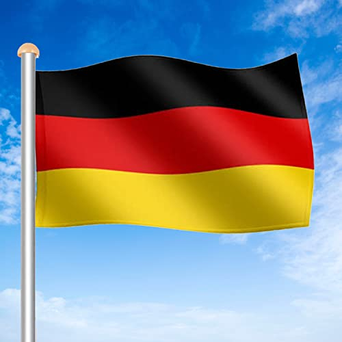 Daromigo Aluminium-Fahnenmast 6.5 m - Outdoor-Fahnenmast mit Deutschlandfahne 150 x 90 cm - Mit Bodenhülse, Hissvorrichtung und Schutzkappe - Ideal für Sportveranstaltungen, Garten, Festivals