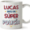 MUGFFINS Tazas Personalizadas para POLICÍA hombre - En Español - Eres Súper - 11 oz / 330 ml - Regalo Personalizable original y divertido