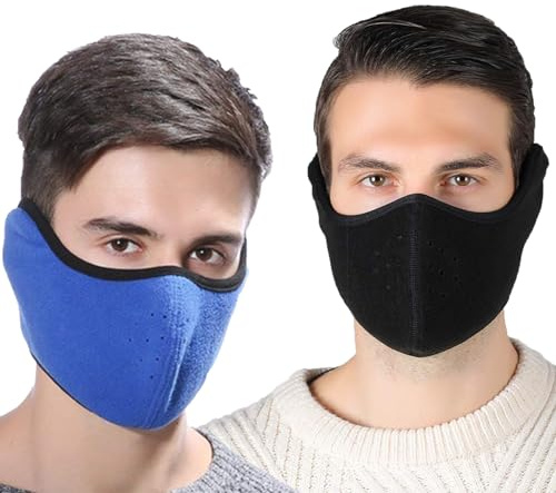Winter Winddichte Maske,LYQQY 2 Stücke Winter Kalt Beweis Maske Outdoor Sports Winddicht Ski Gesichtsmaske Winddicht, Anti-Staub, Motorradmaske für Motorrad, Radfahren, Skifahren, Schwarz,Blau