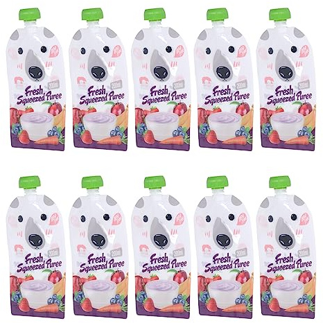 Pochette Alimentaire Réutilisable, Pochette à Presser pour Purée, Sac à Presser Alimentaire, Rechargeable, Portable, 200ml pour bébé, pour Purée de Fruits, pour外出, pour préparation de lunch