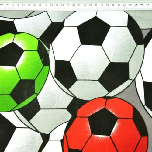 Textrend Baumwollstoff Stoffe Meterware - Stoff zum Nähen - 100% Baumwolle - Textilien 1x1.6m - Stoffe Meterware - Stoff mit Fußballmuster (3D-Kugeln)