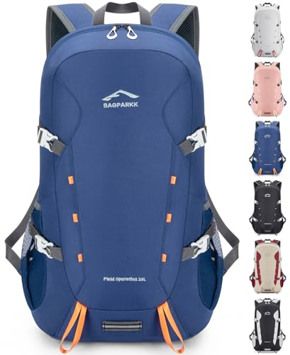 BAGPARKK 35L Lightweight Packable Travel Hiking Backpack Daypack,Water Resistant Camping Daypack (Navy（35L）)