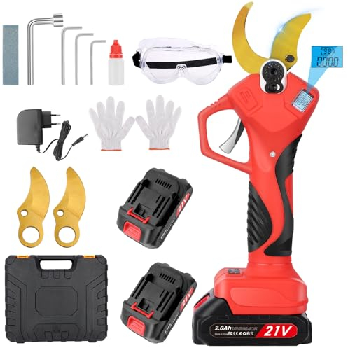 Akku Gartenschere Baumschere - Astschere Akku Chnurlose Astschere mit 50mm SK7 Klingen,Tragbare Schnittschere mit 2 * 21V Akku,Tragbares Elektrische Gartenschere für Hedge Baum Früchte