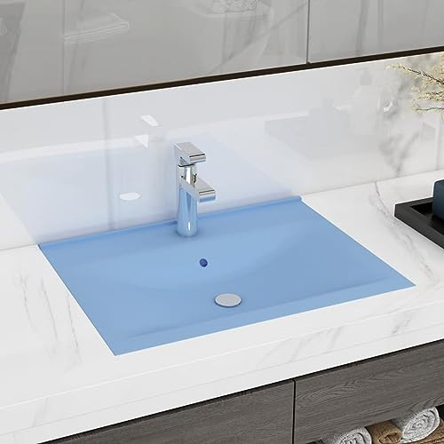 CIADAZ Luxus-Waschbecken mit Hahnloch Matt-Hellblau 60x46 cm Keramik, Aufsatzwaschbecken, Waschtisch, Aufsatzwaschtisch, Wash Basin, Badmöbel, Bathroom Sink - 147022