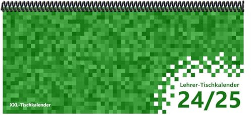 Lehrer - Tischkalender 2024/25: XXL-Tischkalender, Bunt-Kalender Pixel grün 14,5 x 32,5 cm