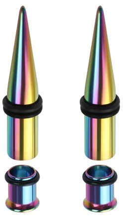 ANAZOZ Ohr Tunnel 7mm, Flesh Plug Edelstahl 4 Stück Dehnstäbe Tunnel Herren, Ohr Expander Ohrringe Bunt