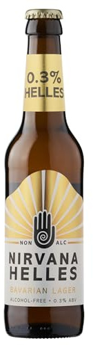 Nirvana - Bavarian Helles Lager, 0.3% ABV, 12 x 330ml - IWSC Bronze 2025, Low Calorie, Vegan, Craft Beer Gift Set - Alcohol Free