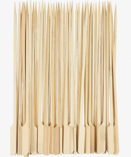 100 Pieces Bamboo Paddle Skewers 25CM, Flat Burgers Sticks Children Kids Wooden Fruits Picks Barbecue Kebabs Buffets Party Fountain Fondue Stick Holders (25cm-100Pcs)