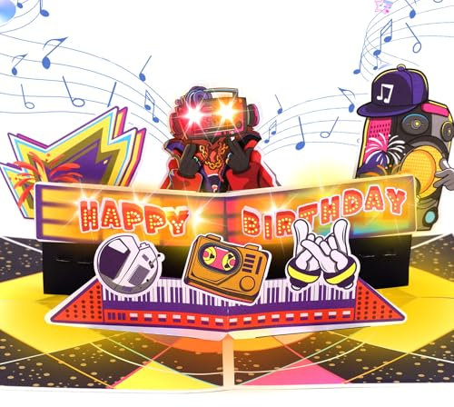 Geburtstagskarte, Musik & Licht Geburtstagskarten, 3D DJ-Disc Pop Up Geburtstagskarte, Happy Birthday Card Geschenke für Jungen Männer Enkel Ehemann Mädchen Sohn Teenager