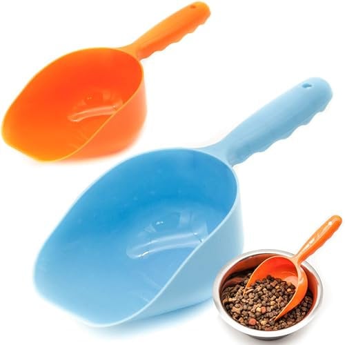 2x Food Scoops for Dog Food Storage Container | Dogs, Cats, Rabbits, Ferrets, Dog Food Scoop for Pet food Storage Container | Bird Food Scoop | Cat Food Storage Scoop | For Dog Food bin (Blue/Orange)