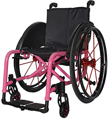 SXTYFBB Rollstuhl für Senioren, Sport, für Erwachsene, leicht, zusammenklappbar, kompakt, Transportrollstuhl, Rutschfester Griff, fortschrittliche Stoßdämpfung, Pink, Einheitsgröße