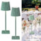 LuminexDesigns Rechargeable Table Lamp Set of 2 LED Cordless Lamps – 5200mAh Battery, Stepless Dimming, 3 Colour Temperatures, IP54 Water-Resistant, for Indoor & Outdoor Use – Green